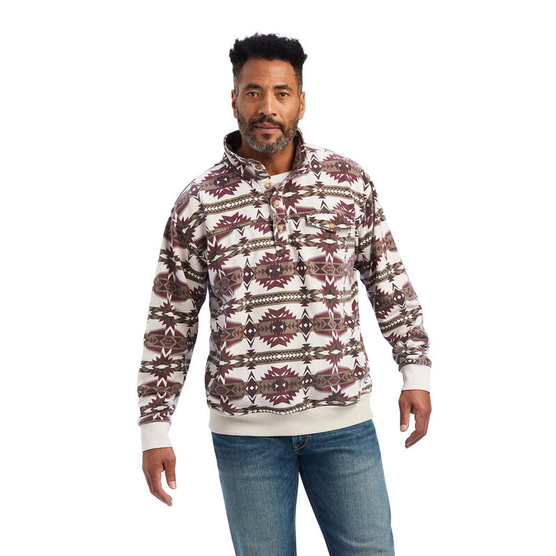 Sudaderas Ariat Printed Overdyed Washed Rojas Oscuro/Blancas Hombre - Chile 728-CSAOBD